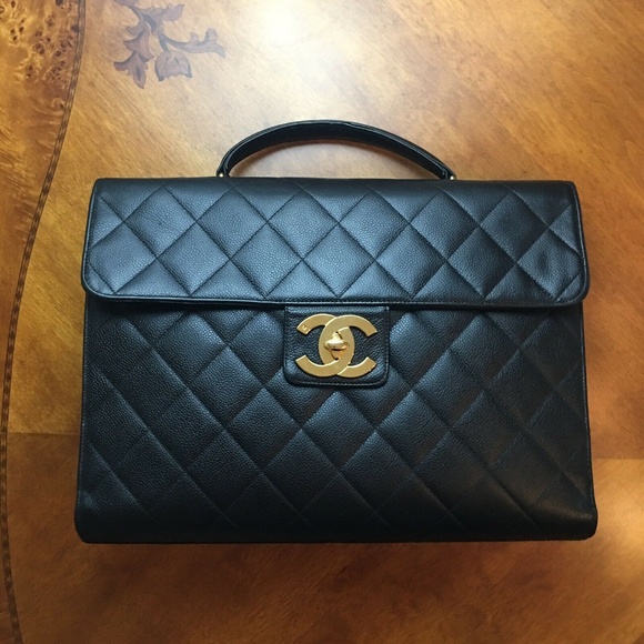 CHANEL Handbags - Vintage Chanel Black Caviar Briefcase Gold HW